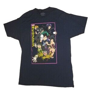 My Hero Academia Men's Graphic T-shirt Size L Large Navy Blue Anime